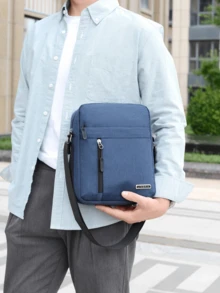 男士尼龙斜挎手机包，多层拉链信使单肩包手提包和钱包，适合商务旅行 - 彩色 - 查看 2