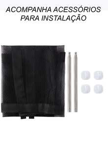 Tela De Segurança Nylon Proteção Cercado Para Pets Cães Gatos 180x72CM - Preto - Visão 3