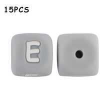 15件/26件，12MM灰色字母（A-Z）硅胶方珠，适合DIY手工吊坠装饰，适合DIY珠宝制作、钥匙扣、手链、挂绳和笔珠，钥匙扣制作材料 - 彩色 - 查看 32