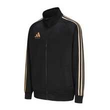 Adidas 阿迪达斯撞色条纹户外休闲运动夹克 - 黑/金 - 查看 4