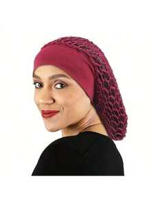 1pc Elastic Wide-Brim Hair Net Cap, Comfortable Breathable Lightweight Practical Hair Cover For Nurses, Handmade Crochet Hair Net, Hair Accessories ,Hair Styling Tools - Multicolor - View 2