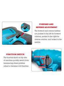 21V 充电式无刷无绳旋转锤钻电锤冲击钻膨胀螺丝混凝土钻孔墙壁，家庭使用的最佳选择