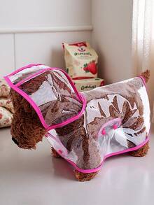 宠物雨衣，小型犬防水小狗雨衣外套透明宠物狗雨衣衣服适合小型犬猫 - 粉色 - 查看 5