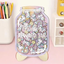 1 set, bocaux à étoiles de récompense en bois et acrylique personnalisés avec 30 accessoires décoratifs - Nom personnalisé - Cadeau éducatif positif convenant à la décoration de la maison, de la classe, du bureau - Convient pour les fêtes, les anniversaires, Halloween, Noël, Nouvel An, la Fête des Enseignants, la Rentrée Scolaire