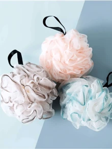 4pcs Set Luxury Bath Puff, New Bath Flower, Soft & Durable Cute Girl Bath Puff, Loofah Bath Puff, Luffa Bath Puff, Soft Luffa Bath Puff With Drawstring, Bath Sponge, Suitable For All Skin Types Luffa Bath Towel