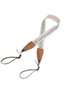 1pc Retro Camera Strap - Adjustable DSLR Shoulder Strap With Floral Pattern, Beige Ends And Metal Buckle, Camera Strap For Photography Equipment, For Photographers
