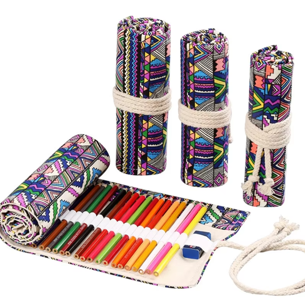 Canvas Printed Minimalist Pencil Case, Art Supplies Sketch & Colored Pencil Pouch, Children's Learning Storage