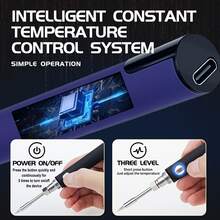 650mAh Mini Electric Soldering Iron Kit, Portable Smart Battery Pen Welding Tool, Personal DIY Tool - Standard 510 Thread, With Digital Voltage Display, Rechargeable Battery, USB-C Fast Charging, 3 Voltage Adjustable, Suitable For DIY Projects And Electronics Repair (Soldering Iron Tip Needs To Be Purchased Separately) - Multicolor - View 4
