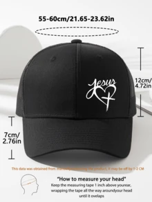 1 件男女通用心形和十字印花网眼棒球帽，可调节太阳帽，户外运动帽，节日礼物，适合日常佩戴