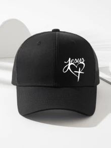 1 件男女通用心形和十字印花网眼棒球帽，可调节太阳帽，户外运动帽，节日礼物，适合日常佩戴