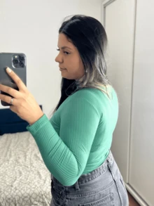 Blusa Cacharrel Feminina Canelada 3D Manga Longa Tecido de Alta Qualidade Outono Inverno