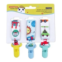 Kit 3 Universal Pacifier Clips For Babies - Unisex Clip - Robot + Astronaut + Car - View 1