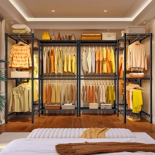 EnHomee Commercial Heavy Duty 5-Rod Rolling 900LB Capacity Garment Clothing Rack 74.8"W 76.8"H Metal Material Portable & Sturdy Storage, Black - 黑色 - 查看 3