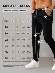 Jeans skinny para hombre en denim negro, ajustados y modernos, ideal para estilos casuales - Negro - Ver 4