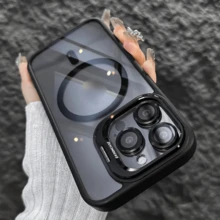 Premium Magsafe Case With Camera Support Cover And Lens Protection Kit For IPhone 11 12 13 14 15 Pro Max - màu đen - Xem 1