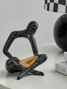 1件抽象艺术雕塑“思考者”雕像，现代白色装饰摆件，适用于家居装饰，可放置于客厅书架、办公桌等处。 - 彩色 - 查看 11