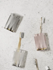 1 件多功能轻便透明户外旅行便携式漱口杯牙刷牙膏架，粉色 - 粉色 - 查看 2