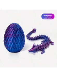 بيضة تنين مطبوعة 4D مع نموذج تنين متحرك داخلها، تمثال تنين مطبوع ثلاثي الأبعاد، متوفر بألوان متعددة (أحمر، أصفر، أزرق، أخضر، بنفسجي)، هدية مثالية لأعياد الميلاد والأعياد والعام الجديد