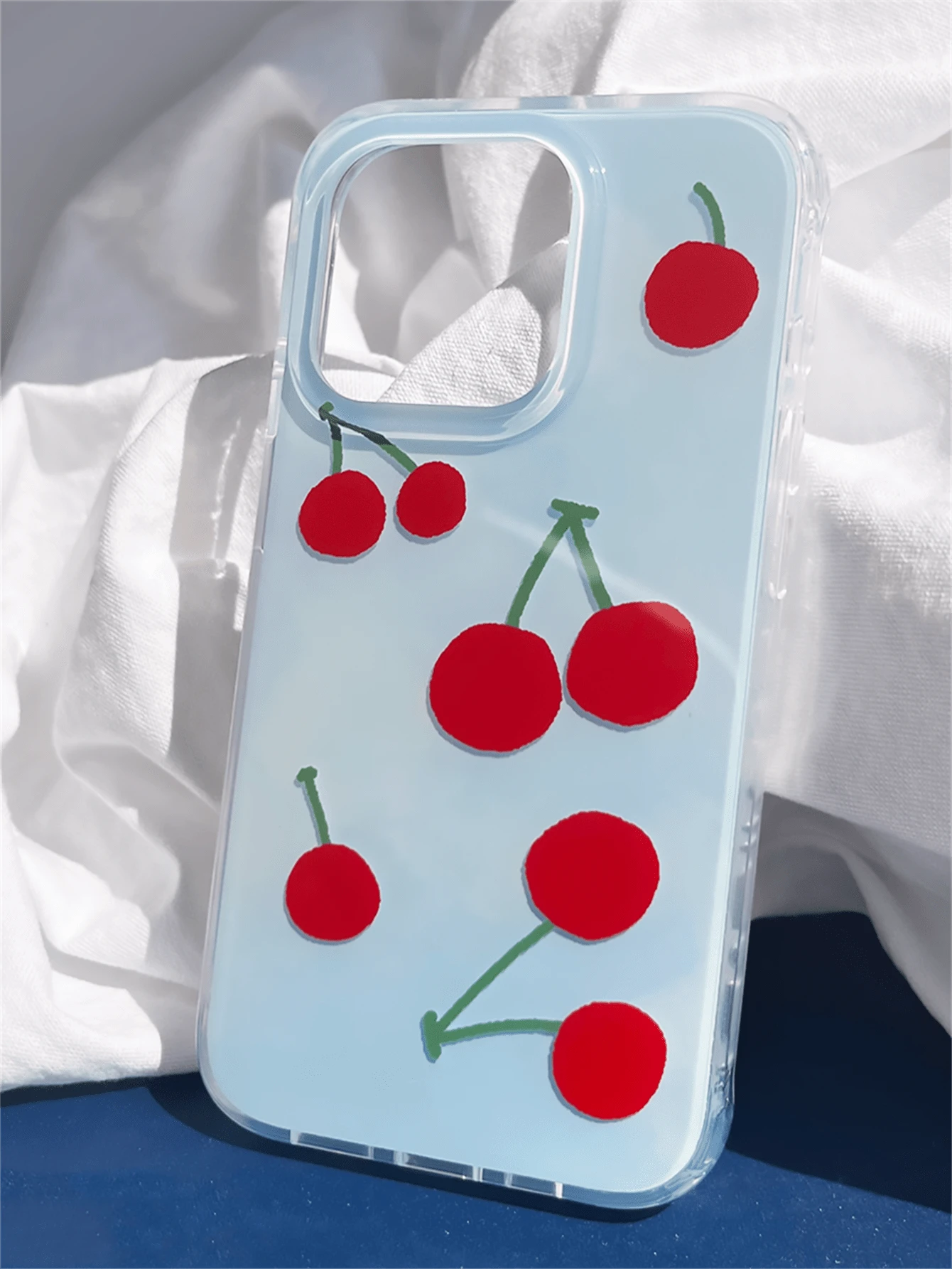 1 Stück süßer kirschblauer glänzender Handyhülle kompatibel mit iPhone 17Air 16 15 14 13 12 11 Pro Max 16 15 14 Plus, einfache stoßfeste schützende Rückseite