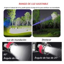 2 Pza/1 Pza Lamparas Tacticas Lámpara De Cabeza,Lampara de Cabeza de Inducción LED, Linterna Frontal Recargable y Impermeable, 5 Modos,   para exteriores, Correr - Negro - Ver 10