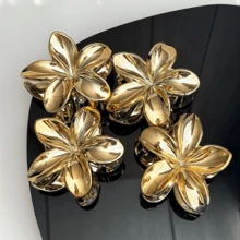 4-Pack Gold Flower Hair Clips, Minimalist Hairpins For Versatile And Elegant Style - 4. Vàng - Xem 4
