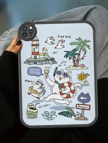 Kỳ nghỉ trên đảo nhiệt đới, Tận hưởng những ngày cuối hè - Tranh minh họa theo phong cách kỳ nghỉ | Ốp lưng máy tính bảng chống rơi, tích hợp lớp bảo vệ dày 360 độ cho máy tính bảng 10.9" thế hệ thứ 10, ốp bảo vệ bằng da di động cho máy tính bảng 10.2". - Nhiều màu - Xem 2