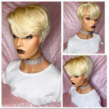 Pixie Cut Lace Front Wigs Human Hair 13X4X1 Lace Front Wigs Human Hair Short Bob Wigs Straight Lace Front Pixie Cut Wigs For Women Pre Plucked With Baby Hair Blonde Color