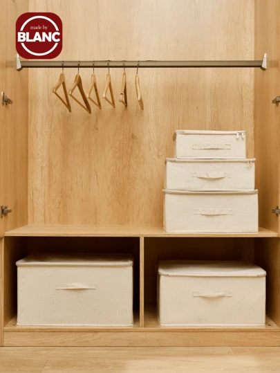 1 st hopfällbar förvaringslåda med dragkedja och handtag, beige förvaringslåda, polyesterlinne, fyrkantig, locktyp, solid och påtaglig, mångsidig för förvaring av kläder, leksaker och andra föremål, klädsel, sovrumsinredning, lister, förvaring, jeans