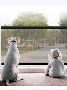 Tela De Segurança Nylon Proteção Cercado Para Pets Cães Gatos 180x72CM - Preto - Visão 6