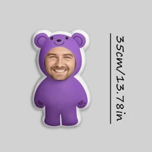 1 Pernă foto personalizată, Ursuleț violet, Amuzant, Tetieră personalizată, Companie, Potrivită pentru Ziua Tatălui, Ziua Mamei, Halloween, Crăciun, Ajunul Crăciunului, Ziua Îndrăgostiților, Zile de naștere, Aniversări personalizate, Ziua Memorială a Soldaților, Ziua Recunoștinței, Paște