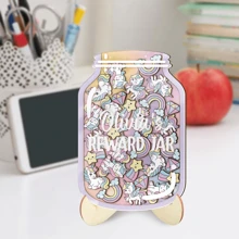 1 set, bocaux à étoiles de récompense en bois et acrylique personnalisés avec 30 accessoires décoratifs - Nom personnalisé - Cadeau éducatif positif convenant à la décoration de la maison, de la classe, du bureau - Convient pour les fêtes, les anniversaires, Halloween, Noël, Nouvel An, la Fête des Enseignants, la Rentrée Scolaire