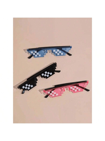 1 Stück - Ferienfest Requisite Mosaik Lustige Party Foto Requisiten, Anime Pixel Brille, seltsamer Artikel, Mini-Objekt, cooles Gadget, ungewöhnlicher Artikel, Party Dekoration, Party Zubehör (Zufälliger Teil)