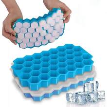 1/2/4件37格硅胶蜂窝冰格带盖冰块模具自制家用制冰盒速冻易脱模冰膜