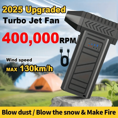 USB Rechargeable High Power Car Cleaning Blowing Fan, Outdoor Turbine Jet Fan, Can Blow Wind, Snow, And Assist Outdoor Camping And Grilling, 400000RPM High-Speed Brushless Motor Leaf Blower, With 4000mAh*2 Large Capacity Battery, Suitable For Car Deicing, Cleaning Car Seats, Computer Keyboards, Window Gaps, Sofas And Carpets With Handheld Portable High-Speed Fan!