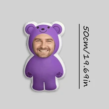 1 Pernă foto personalizată, Ursuleț violet, Amuzant, Tetieră personalizată, Companie, Potrivită pentru Ziua Tatălui, Ziua Mamei, Halloween, Crăciun, Ajunul Crăciunului, Ziua Îndrăgostiților, Zile de naștere, Aniversări personalizate, Ziua Memorială a Soldaților, Ziua Recunoștinței, Paște