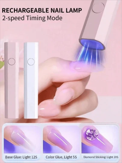 1 件手持式 UV 美甲灯、迷你美甲灯、便携式 LED 美甲灯、无线充电式 USB 快速固化美甲烘干机、粉色充电式美甲灯、小型便携式电池存储迷你美甲灯、手持式光疗灯、多功能可旋转手持式美甲光疗仪（带手机支架）