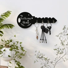 Boho Style Rustic Wooden Key Holder With Shelf And Hooks - Easy To Install, Space-Saving Wall-Mounted Organizer For Keys, Coats Etc. - Suitable For Entryway, Kitchen, Office, Key Rack