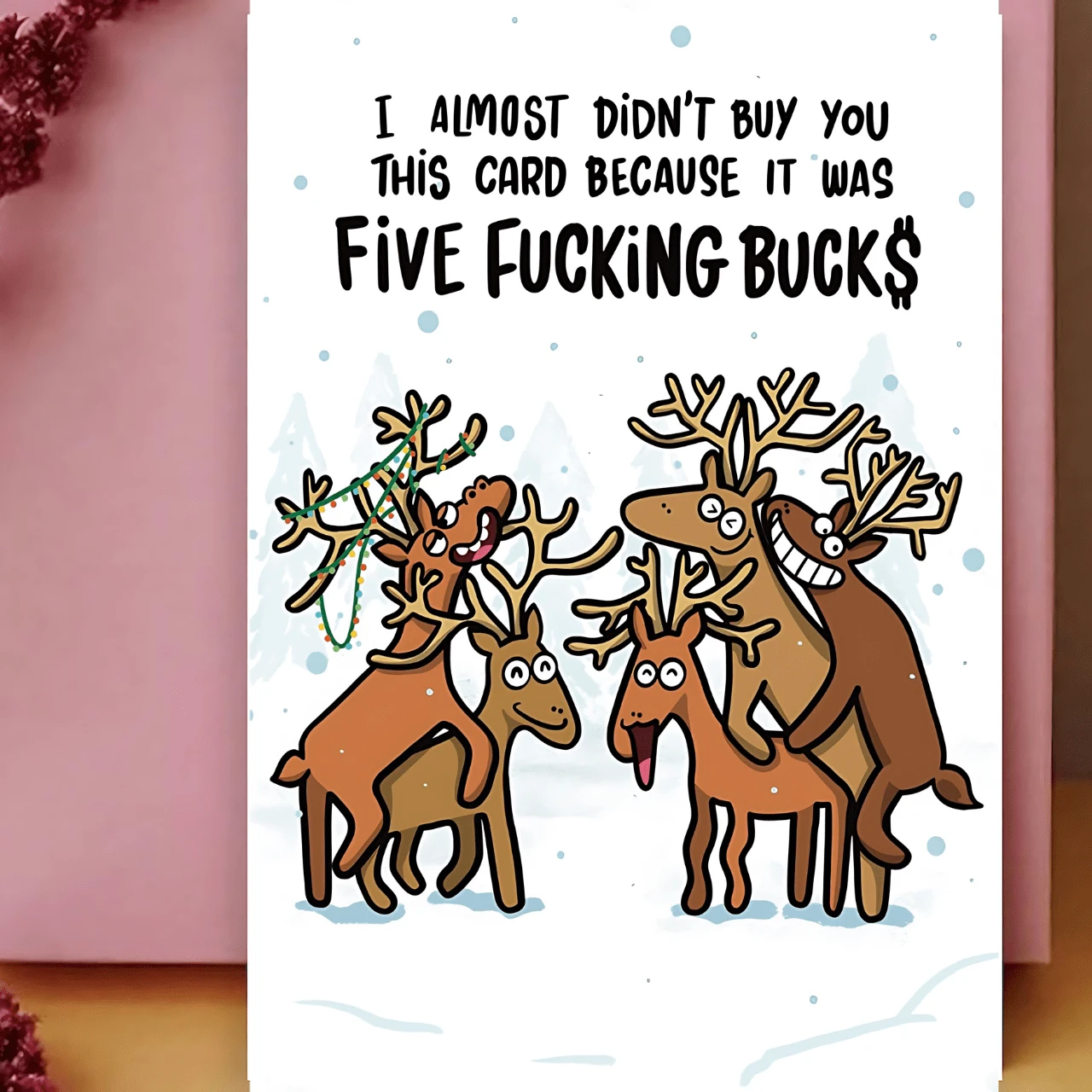 1 张搞笑圣诞贺卡，搞笑生日贺卡，带有五块钱的恶搞，是送给丈夫、男朋友、妻子、女朋友、家人、姐妹、伙伴、同事、同学、女性、朋友、爱人和闺蜜的完美圣诞礼物 - 彩色 - 查看 1