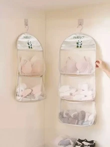 1 件多层悬挂式衣柜收纳盒，专为袜子和内衣设计，配有带口袋的独立织物网状储物袋，壁挂式衣柜隔板，适用于卧室