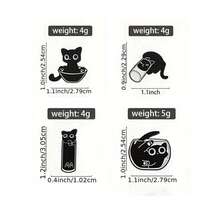1 件可爱黑猫珐琅别针动物趣味小猫金属徽章背包卡通定制女士儿童翻领首饰礼物