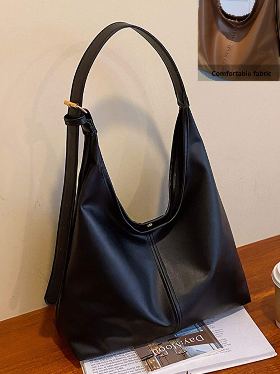 Vintage Commuter Shoulder Bag, Elegant Korean Style Underarm Handbag, Fashionable Large Capacity Women Commuter Bag - A - View 1