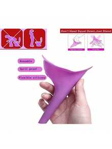 1 Piece Of Women's Silicone Urinal, Portable Urine Bottle, Travel Urine Funnel, Women's Standing Urinal, Suitable For Camping, Outdoor Activities, Hiking, Pregnant Women, Women's Outdoor Emergency Urinal. - Multicolor - View 3