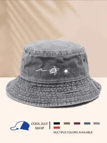 Mũ xô phiêu lưu cổ điển có hình rùa biển, mặt trời, các yếu tố đại dương, câu cá, leo núi, thời trang đường phố hip hop, thời trang, tối giản, thường ngày, đa năng, trang trí, phù hợp với mọi mùa, chống nắng, có nhiều màu sắc - Mũ xô - Xem 2