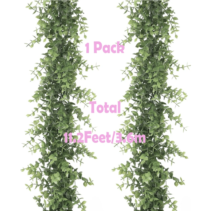 2/3/4 Pcs Faux Eucalyptus Garland Plant, Green Artificial Plant, ,5.6feet/1.8m. Artificial Vines Hanging Eucalyptus Leaves Greenery Garland For Wedding Backdrop Arch Wall Décor. - 2個 - 查看 1