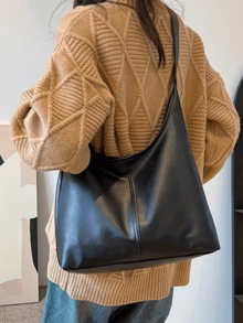 Vintage Commuter Shoulder Bag, Elegant Korean Style Underarm Handbag, Fashionable Large Capacity Women Commuter Bag - A - View 3