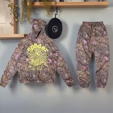 Spider Web Fashion Hip-Hop Printed Flower Hoodie, European And American  Brand Large-Sized Loose Men's And Women's Hooded Sweatshirt Set - Multicolor - View 1