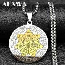 Medalha dos Sete Arcanjos Colar de Anjo para Mulheres e Homens, Aço Inoxidável, Selo de Proteção de Salomão