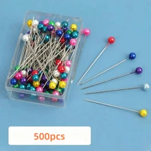 100/200/300/500pcs Round Pearl Head Pins, Quilting Pins, Fabric Pins, For Handcraft, Sewing, Edging Craft, Jewelry Components Decoration Wedding Pearl Flower Pins