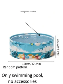 حمام سباحة دائري للعائلة بطراز استوائي - مصنوع من البولي فينيل كلورايد متين ، بدون حاجة للنفخ ، قابل للطي للتخزين السهل ، مثالي لحفلات الحديقة والأنشطة الداخلية ، بتصميم أشجار النخيل الزرقاء ، حمام سباحة للترفيه ، تأثيرات صيفية ، حمام سباحة متين من البولي فينيل كلورايد، طفايات حمام السباحة