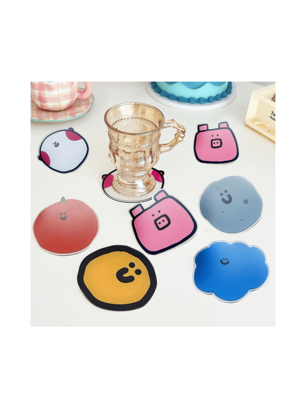 1pc/6pcs Cute Heat Resistant Coasters, High Temperature Tolerance Acrylic Cartoon Coasters, Suitable For Kitchen, Dining Room, Living Room Elegant Tabletop Protection, Ideal For Home And Office Decoration, Natural Style